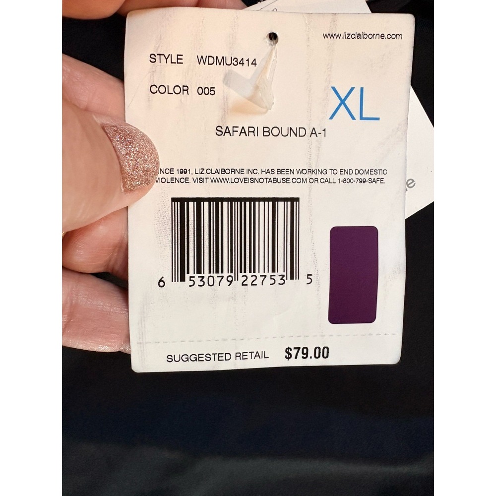 Liz Claiborne Safari Bound A-1 Black Striped Hooded Quarterzip Women's XL NWT - Picture 5 of 6